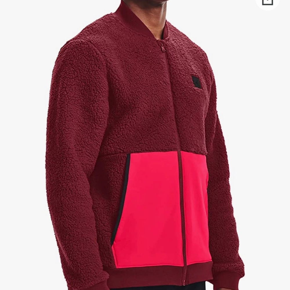Under Armour Sherpa Bomber Jacket Red Ultra-soft Comfort Men's